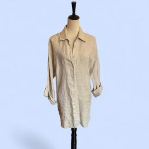 Chico's Tan Linen Shirt/Tunic